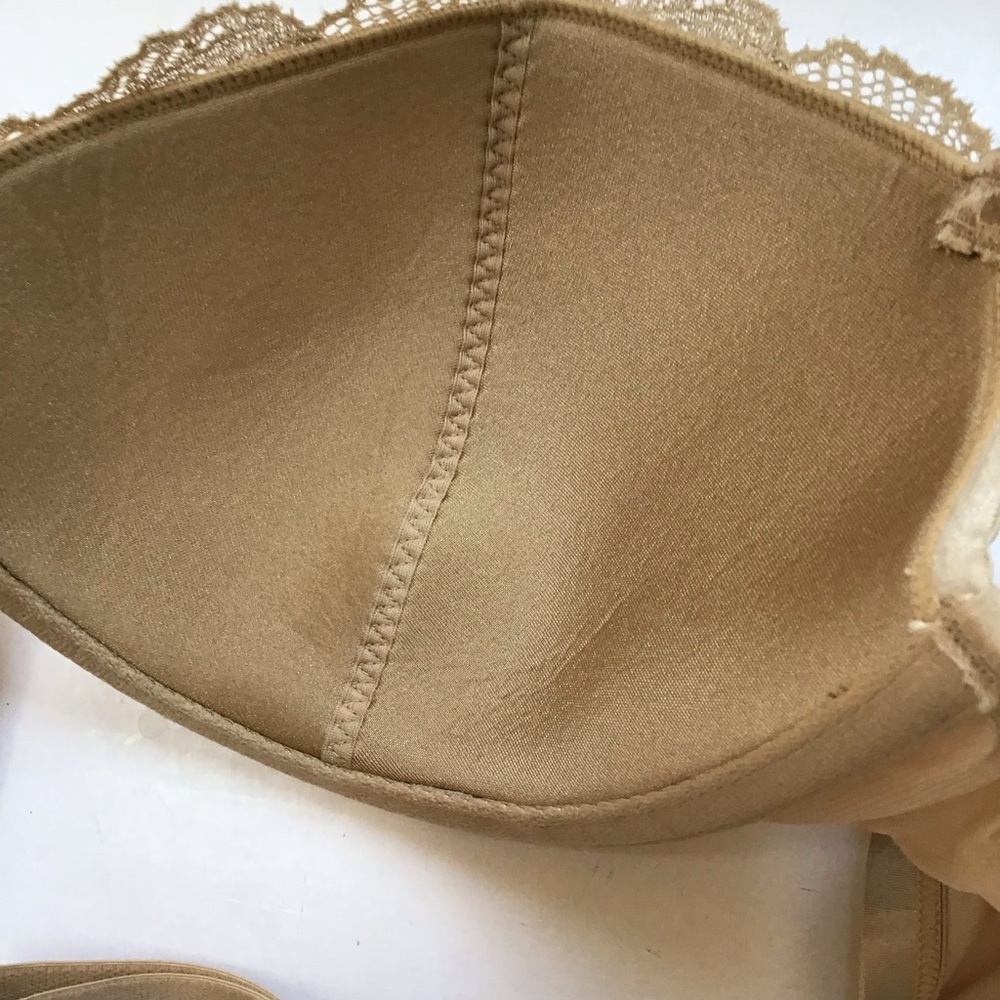 Cacique Tan Metallic Gold Lace Bra with Underwire and Adjustable Straps NWOT - Picture 5 of 10